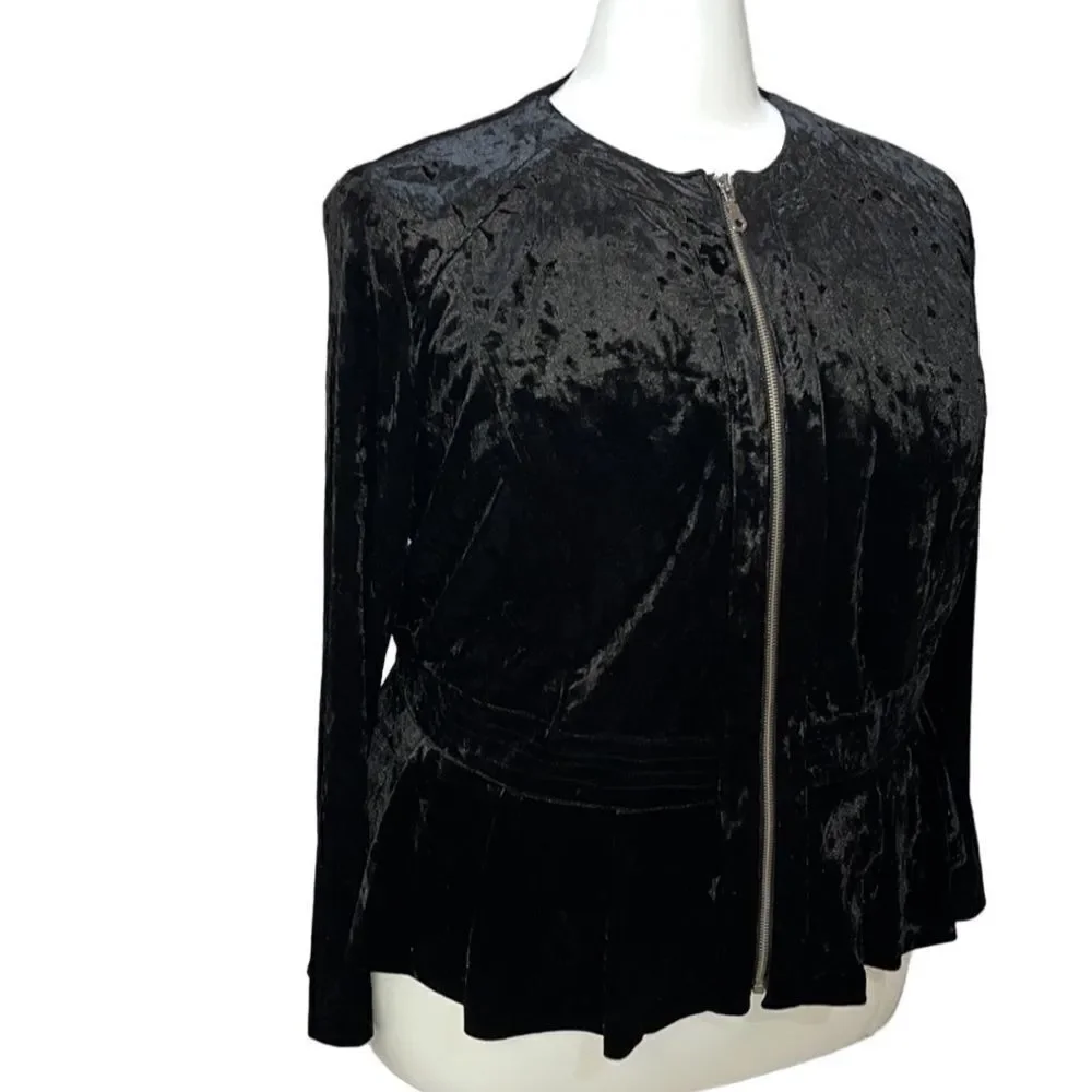INC Crushed Velvet Peplum Jacket
